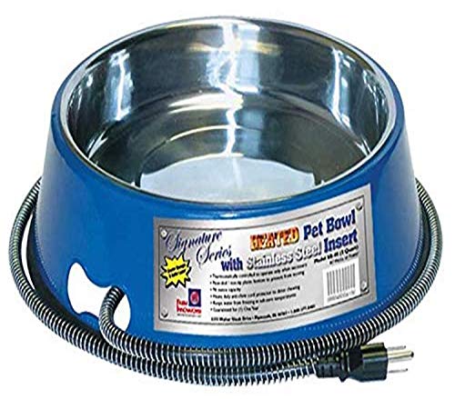 Farm Innovators Model SB-40 3-Quart Heated Pet Bowl with Stainless Steel Bowl Insert, Blue, 40-Watt