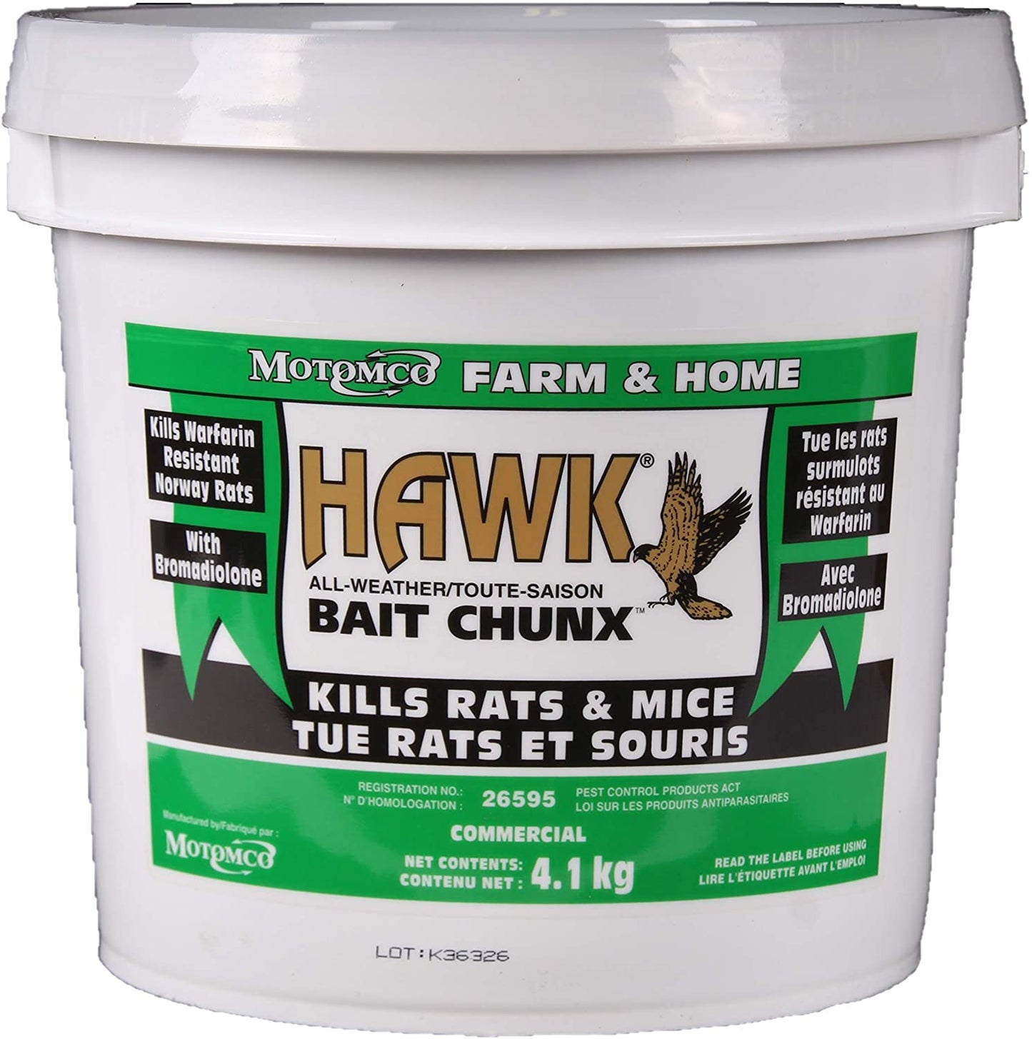 Motomco Rodent Hawk All-Weather Bait Chunx Rat Mice Rodent 4.1kg